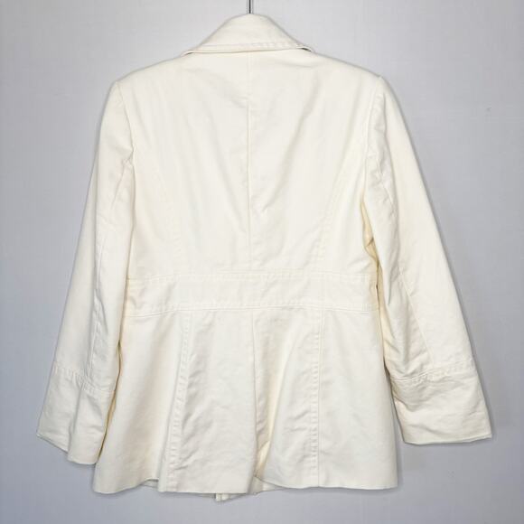 Ann Taylor‎ Pea Coat Size M Soft White Cotton Double Breasted Classic Y2K - Picture 7 of 11